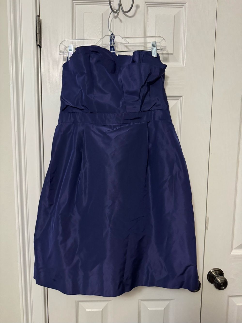 J. Crew Strapless Silk Cocktail Dress in navy blue, 16